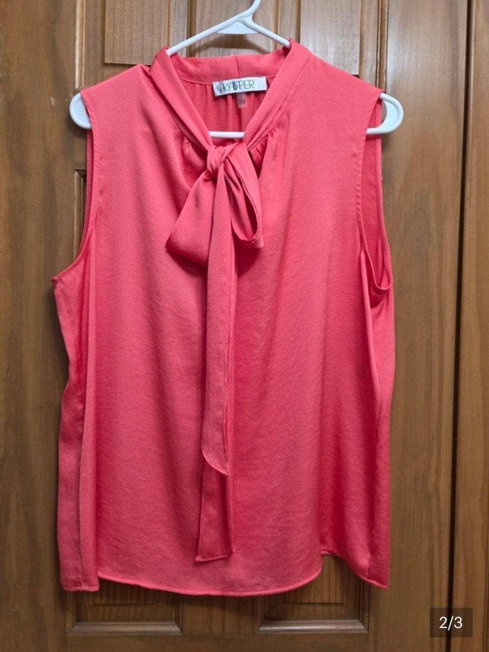 Kasper Coral Tie-Neck Sleeveless Camisole